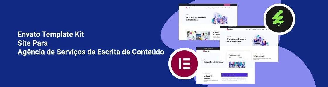 Wordpress completo template kit site para agencia de servicos de escrita de conteudo LMZMT9C